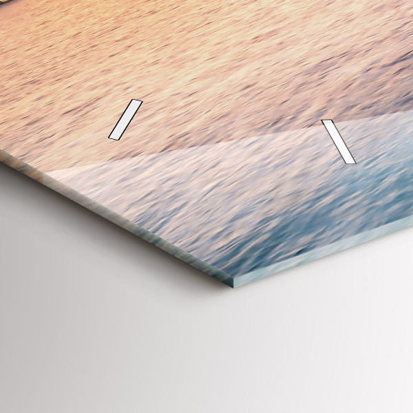 Ceas orizontale de perete din sticlă Apus de soare din Maldive