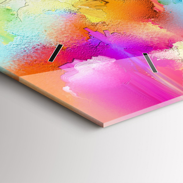 Ceas orizontale de perete din sticlă Flori abstracte