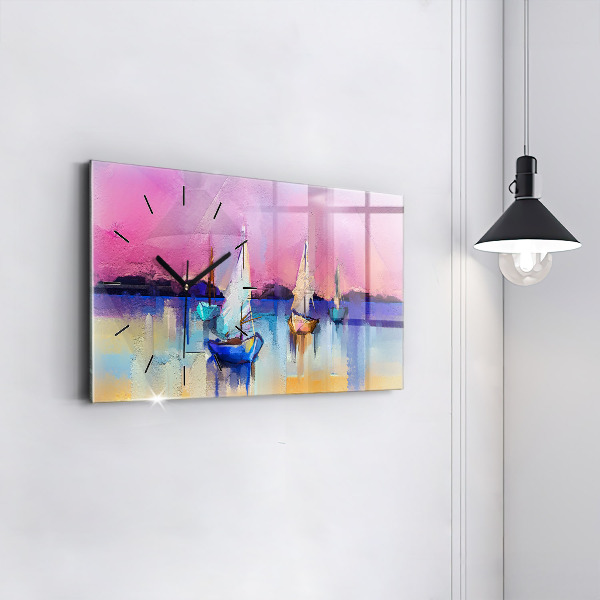 Ceas orizontale de perete din sticlă Peisaj marin