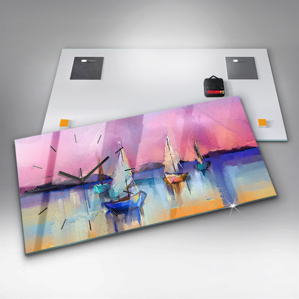 Ceas orizontale de perete din sticlă Peisaj marin