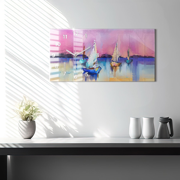 Ceas orizontale de perete din sticlă Peisaj marin
