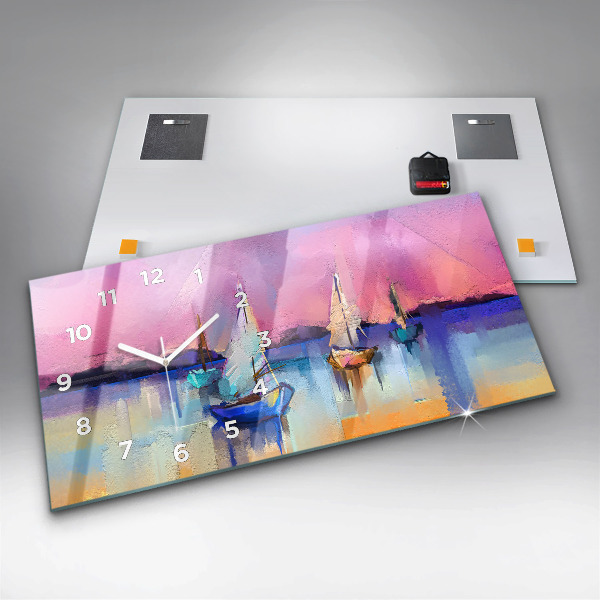 Ceas orizontale de perete din sticlă Peisaj marin
