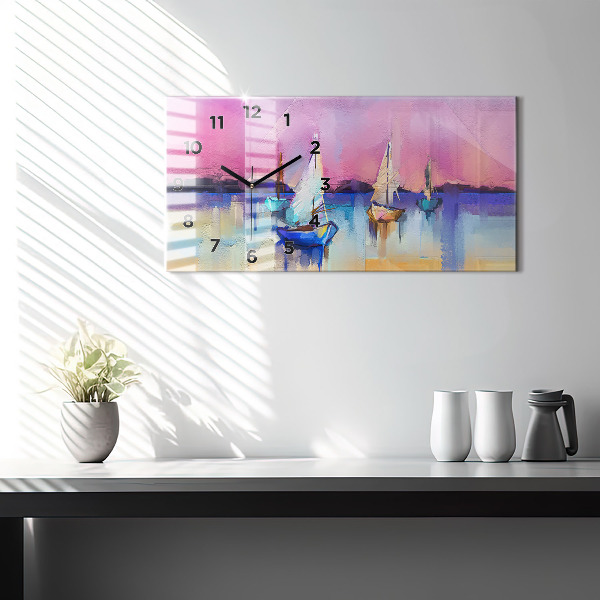 Ceas orizontale de perete din sticlă Peisaj marin