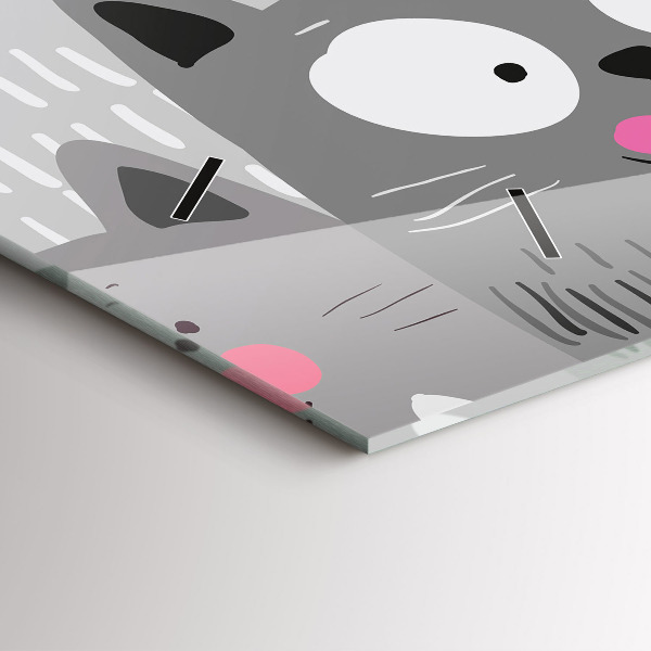 Ceas orizontale de perete din sticlă Model fără sudură cu pisici