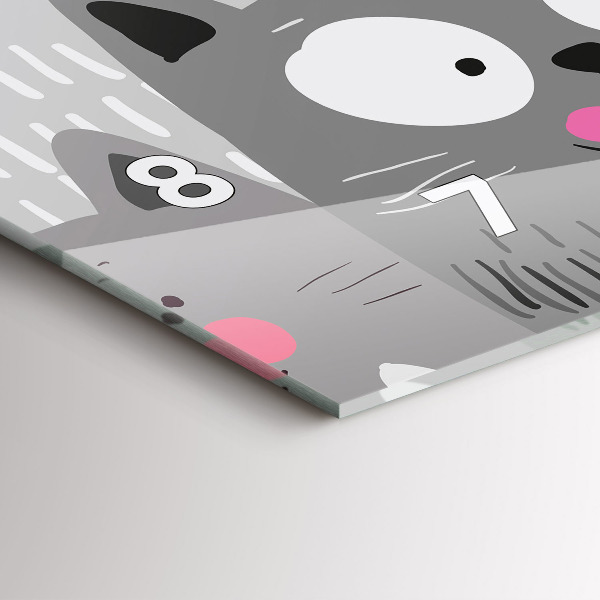 Ceas orizontale de perete din sticlă Model fără sudură cu pisici