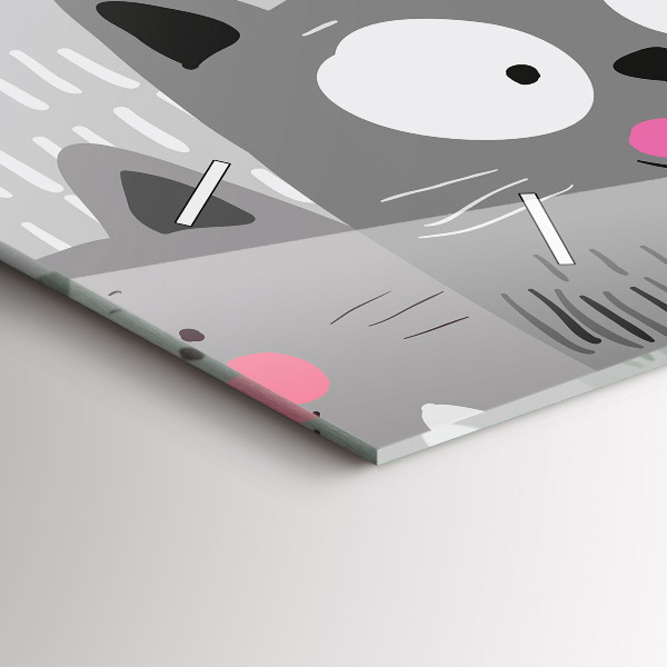 Ceas orizontale de perete din sticlă Model fără sudură cu pisici