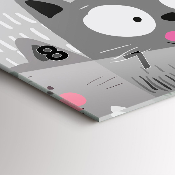 Ceas orizontale de perete din sticlă Model fără sudură cu pisici