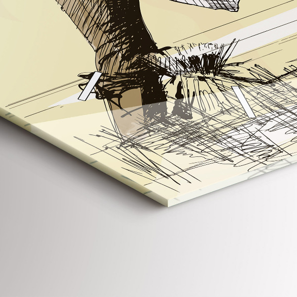 Ceas orizontale de perete din sticlă Femeie care culege orez