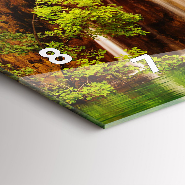 Ceas orizontale de perete din sticlă Vedere asupra cascadei