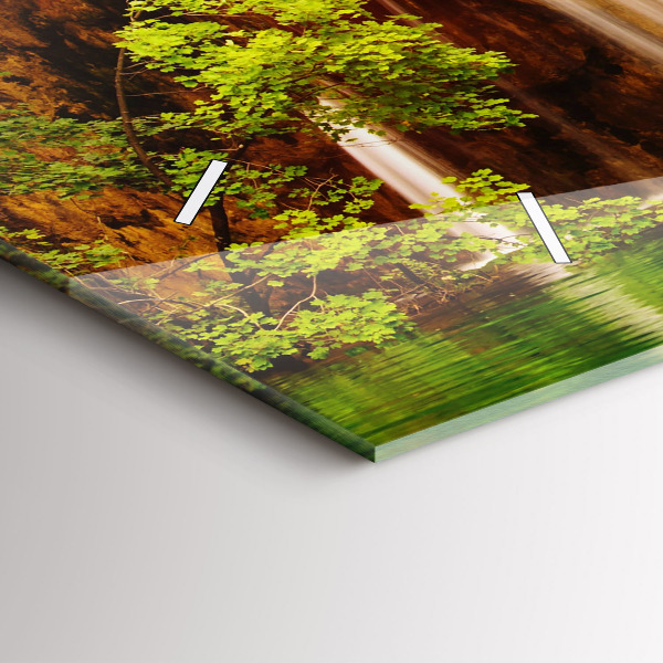 Ceas orizontale de perete din sticlă Vedere asupra cascadei