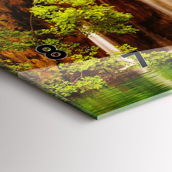 Ceas orizontale de perete din sticlă Vedere asupra cascadei