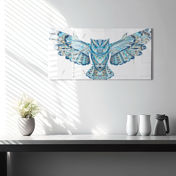 Ceas orizontale de perete din sticlă Bufniță în zbor