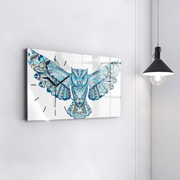 Ceas orizontale de perete din sticlă Bufniță în zbor