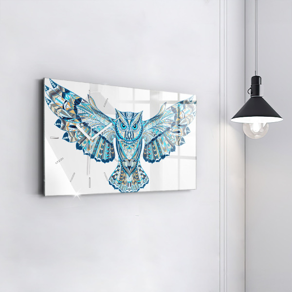 Ceas orizontale de perete din sticlă Bufniță în zbor