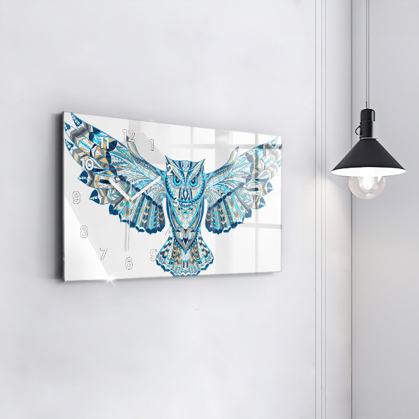 Ceas orizontale de perete din sticlă Bufniță în zbor
