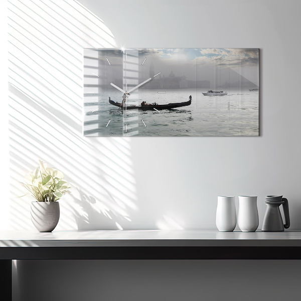 Ceas orizontale de perete din sticlă Gondola Veneția