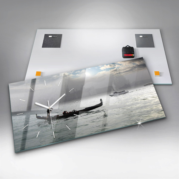 Ceas orizontale de perete din sticlă Gondola Veneția