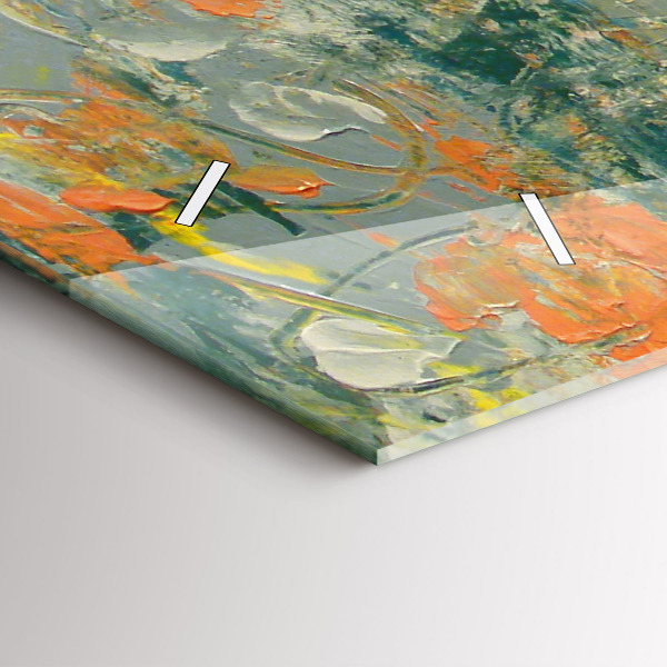 Ceas orizontale de perete din sticlă Poziția elefantului pictat