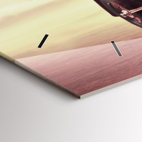 Ceas orizontale de perete din sticlă Mașină în stil vintage