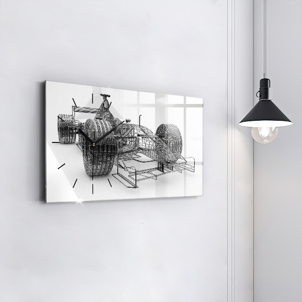 Ceas orizontale de perete din sticlă Design mașină F1