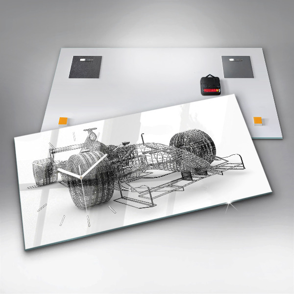 Ceas orizontale de perete din sticlă Design mașină F1