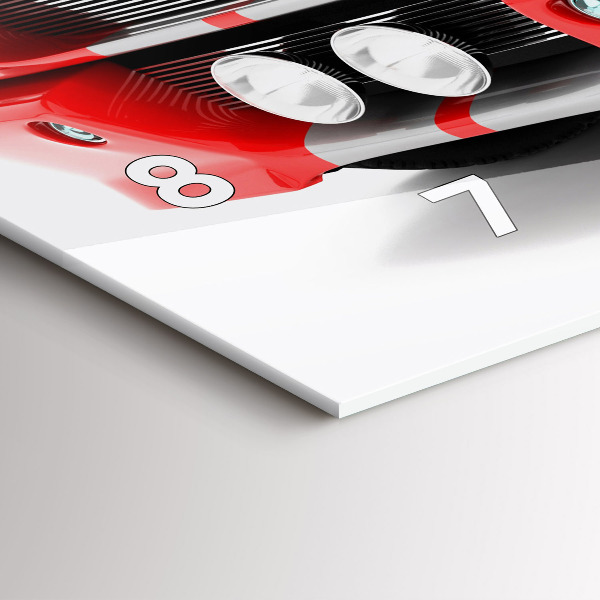 Ceas orizontale de perete din sticlă Mașină sport