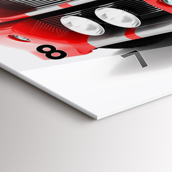 Ceas orizontale de perete din sticlă Mașină sport