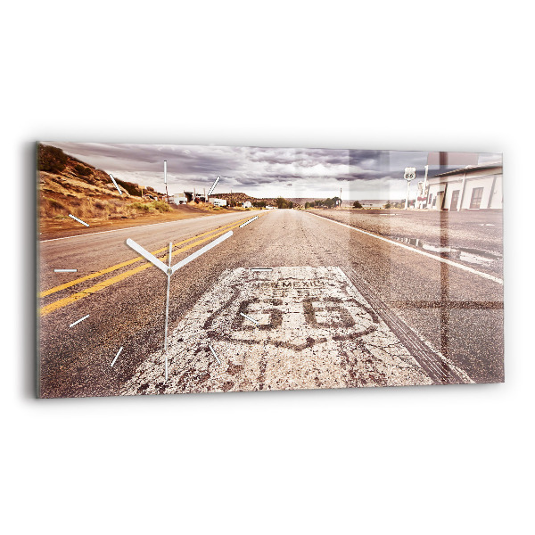 Ceas orizontale de perete din sticlă Route 66 SUA
