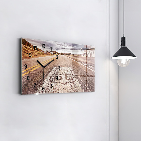 Ceas orizontale de perete din sticlă Route 66 SUA