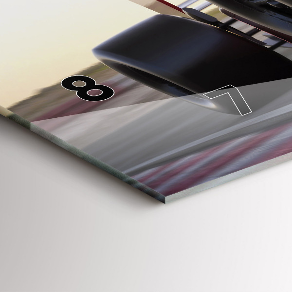 Ceas orizontale de perete din sticlă Mașină sport de curse