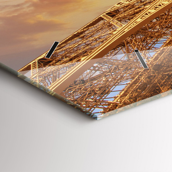 Ceas orizontale de perete din sticlă Turnul Eiffel în lumina soarelui