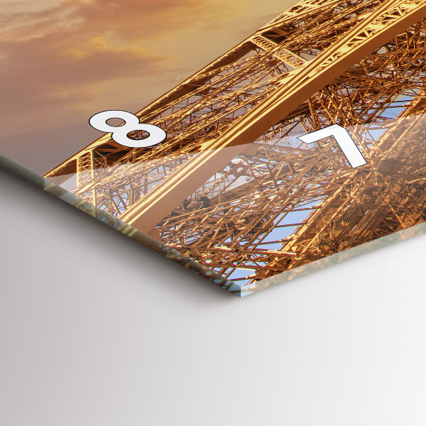 Ceas orizontale de perete din sticlă Turnul Eiffel în lumina soarelui