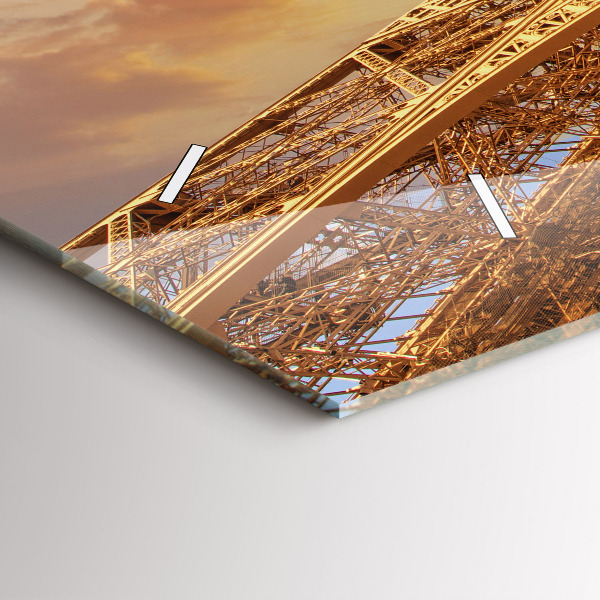 Ceas orizontale de perete din sticlă Turnul Eiffel în lumina soarelui