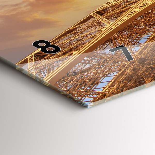 Ceas orizontale de perete din sticlă Turnul Eiffel în lumina soarelui