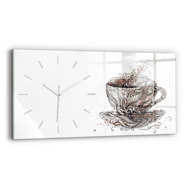 Ceas orizontale de perete din sticlă ceașcă de cafea