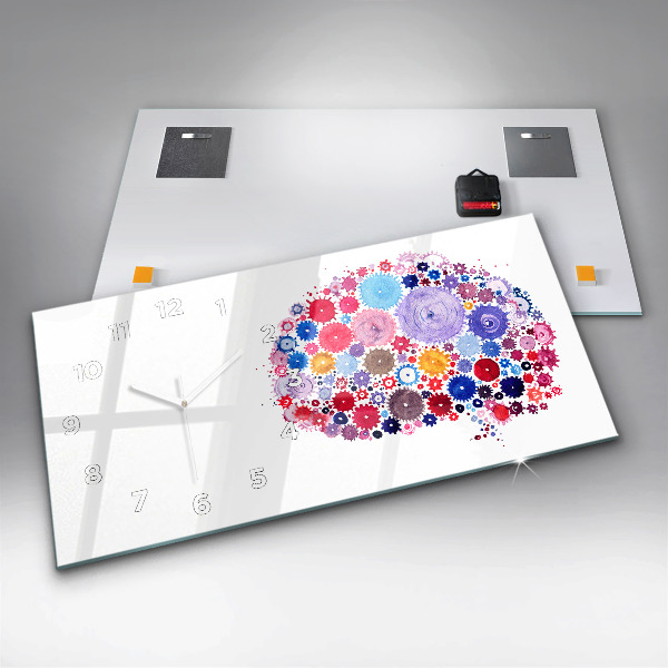 Ceas orizontale de perete din sticlă Ilustrație abstractă colorată