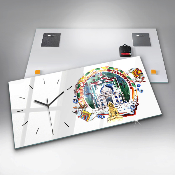 Ceas orizontale de perete din sticlă Pictură lui Buddha în templu