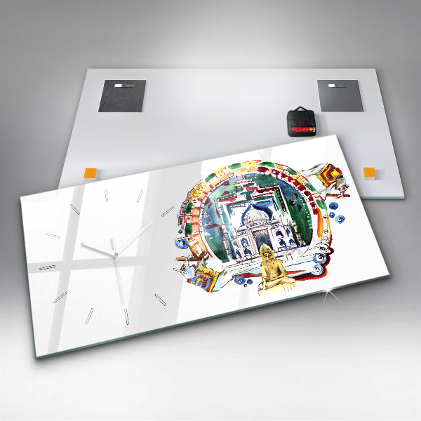 Ceas orizontale de perete din sticlă Pictură lui Buddha în templu