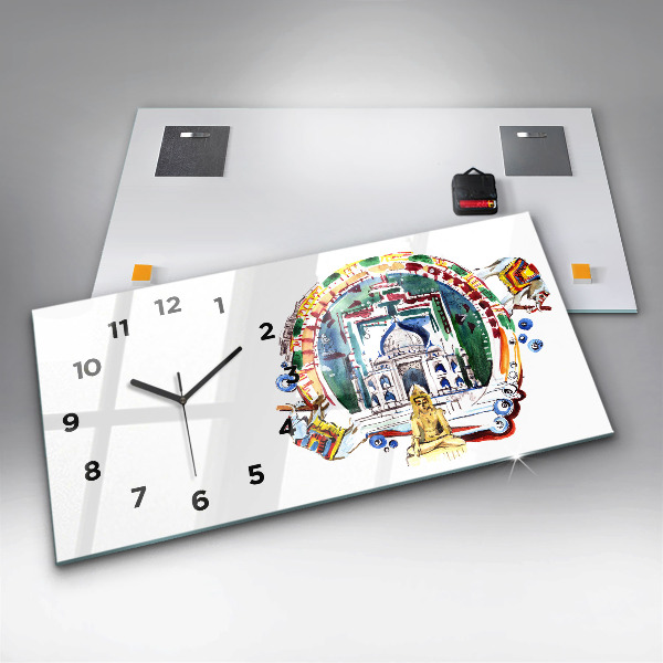 Ceas orizontale de perete din sticlă Pictură lui Buddha în templu