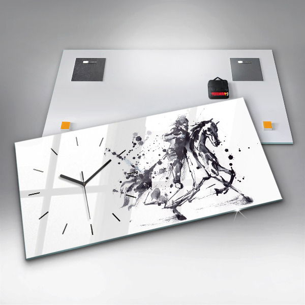 Ceas orizontale de perete din sticlă Cavaler călare