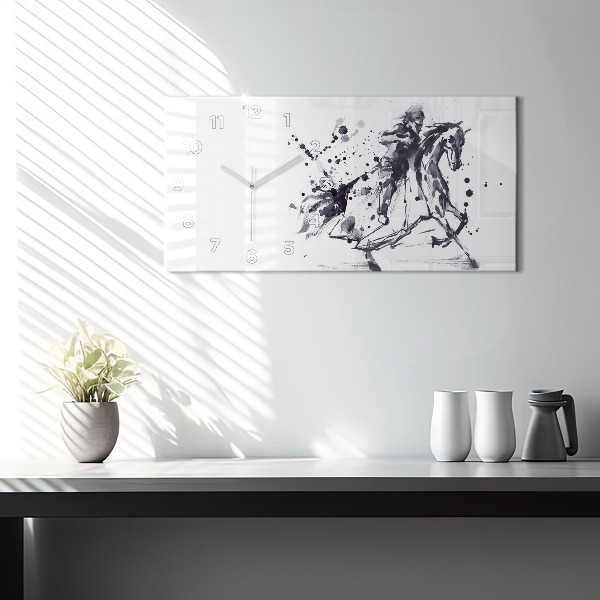 Ceas orizontale de perete din sticlă Cavaler călare