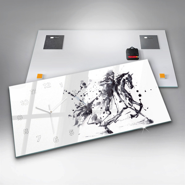 Ceas orizontale de perete din sticlă Cavaler călare