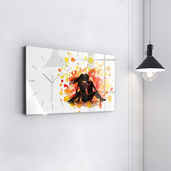 Ceas orizontale de perete din sticlă Dragoste și un cuplu de îndrăgostiți