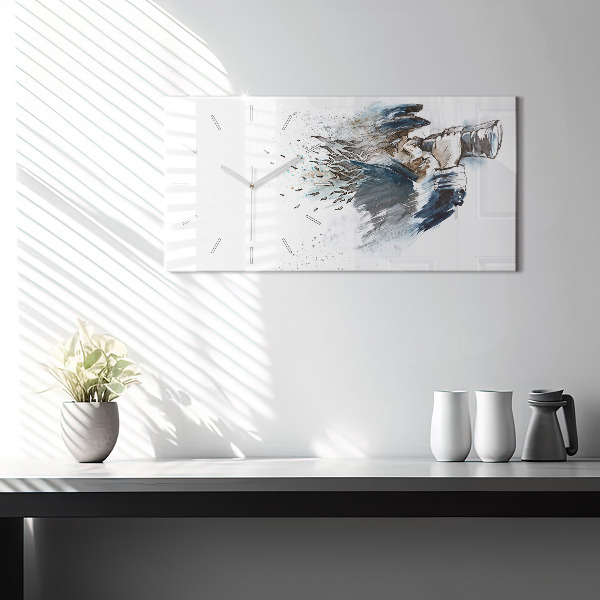 Ceas orizontale de perete din sticlă Căpitanul navei cu binoclu