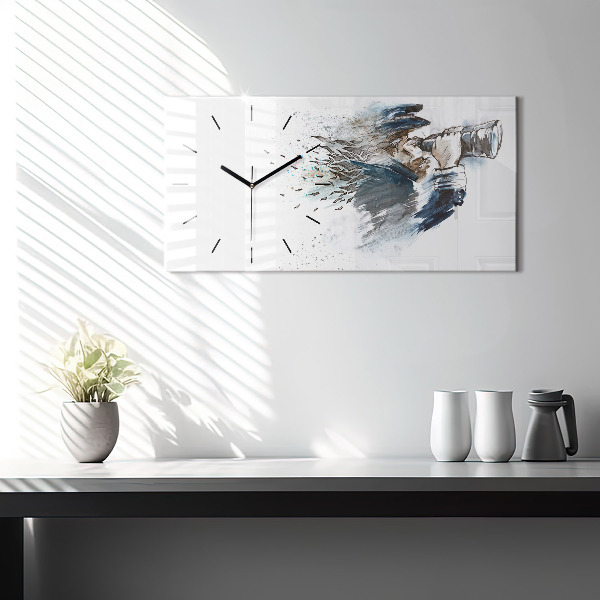 Ceas orizontale de perete din sticlă Căpitanul navei cu binoclu