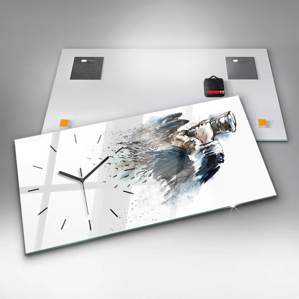 Ceas orizontale de perete din sticlă Căpitanul navei cu binoclu