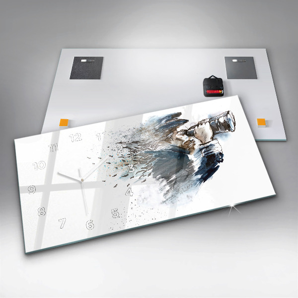 Ceas orizontale de perete din sticlă Căpitanul navei cu binoclu