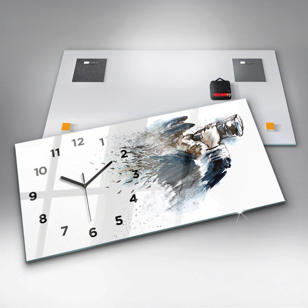 Ceas orizontale de perete din sticlă Căpitanul navei cu binoclu