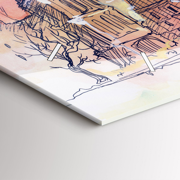 Ceas orizontale de perete din sticlă Peisaj pictat din Paris