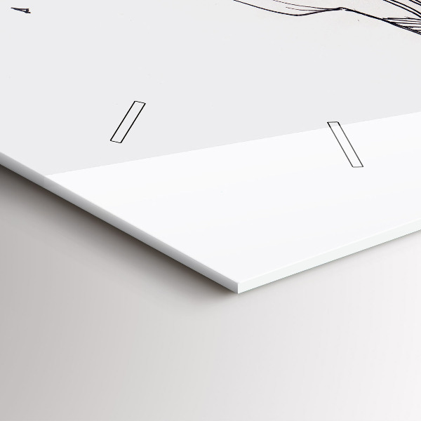 Ceas orizontale de perete din sticlă Desen sărut de dragoste